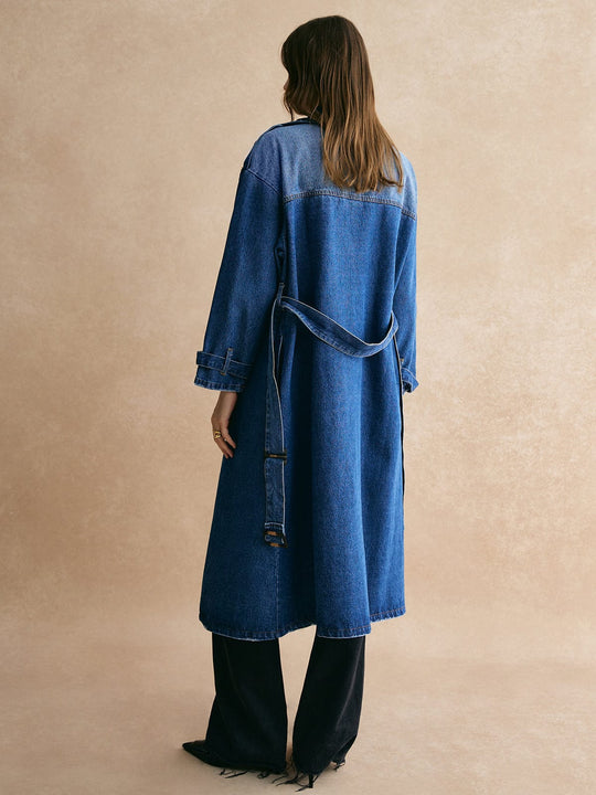 R&B | Übergröße Denim Trenchcoat Trendig, Lässig & Zeitlos