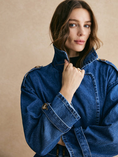 R&B | Übergröße Denim Trenchcoat Trendig, Lässig & Zeitlos