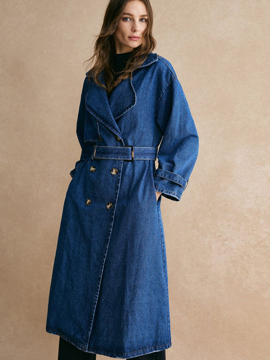 R&B | Übergröße Denim Trenchcoat Trendig, Lässig & Zeitlos