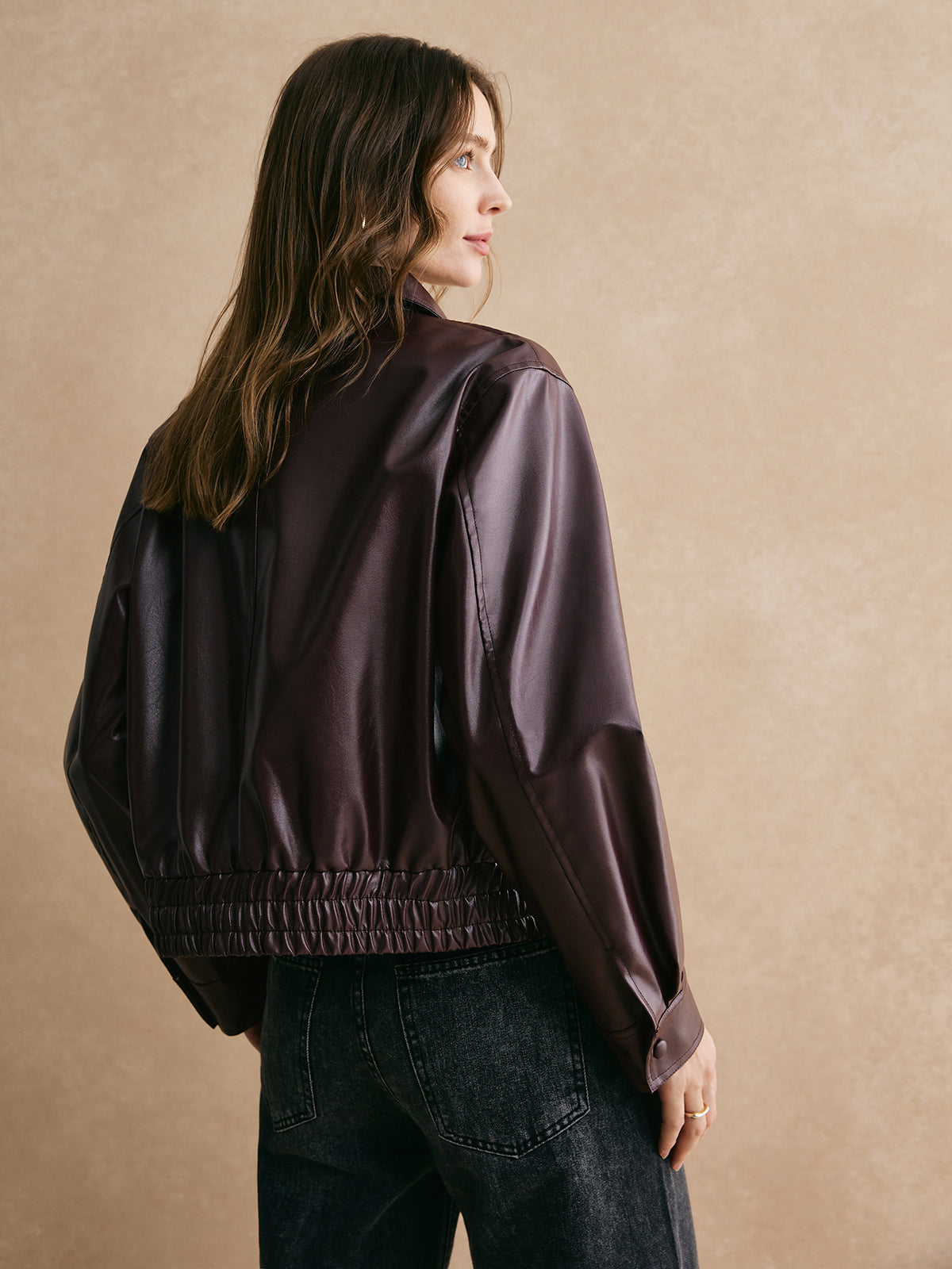 R&B | Reißverschluss PU Leder Kurze Jacke