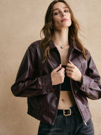 R&B | Reißverschluss PU Leder Kurze Jacke