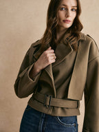 R&B | Kurz Geschnittener Wollblazer in Khaki Stilvolle Eleganz für Jeden Anlass