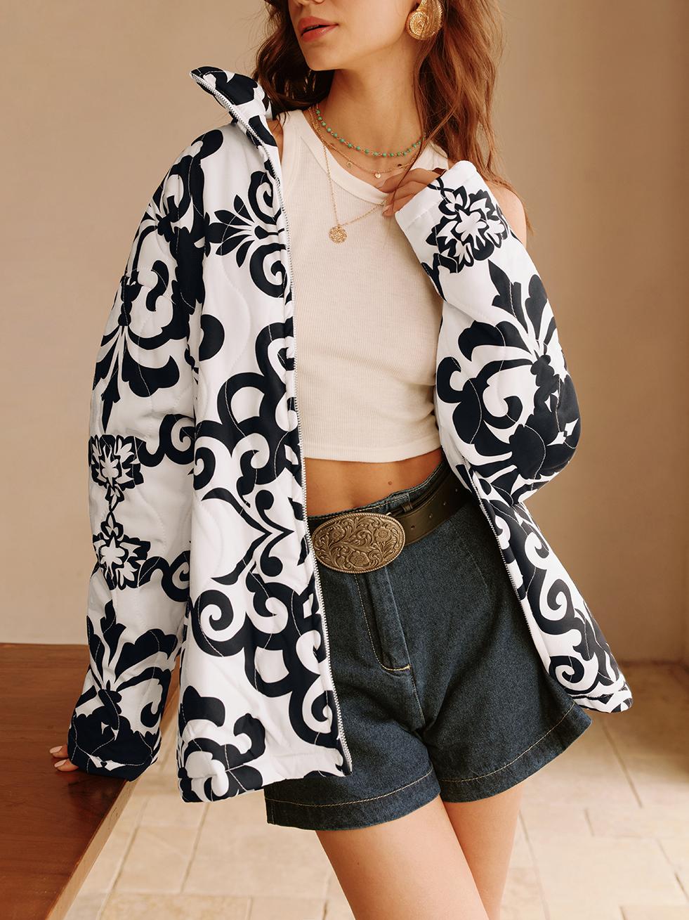 R&B | Couture Bomberjacke mit Taschen und Regulärer Passform