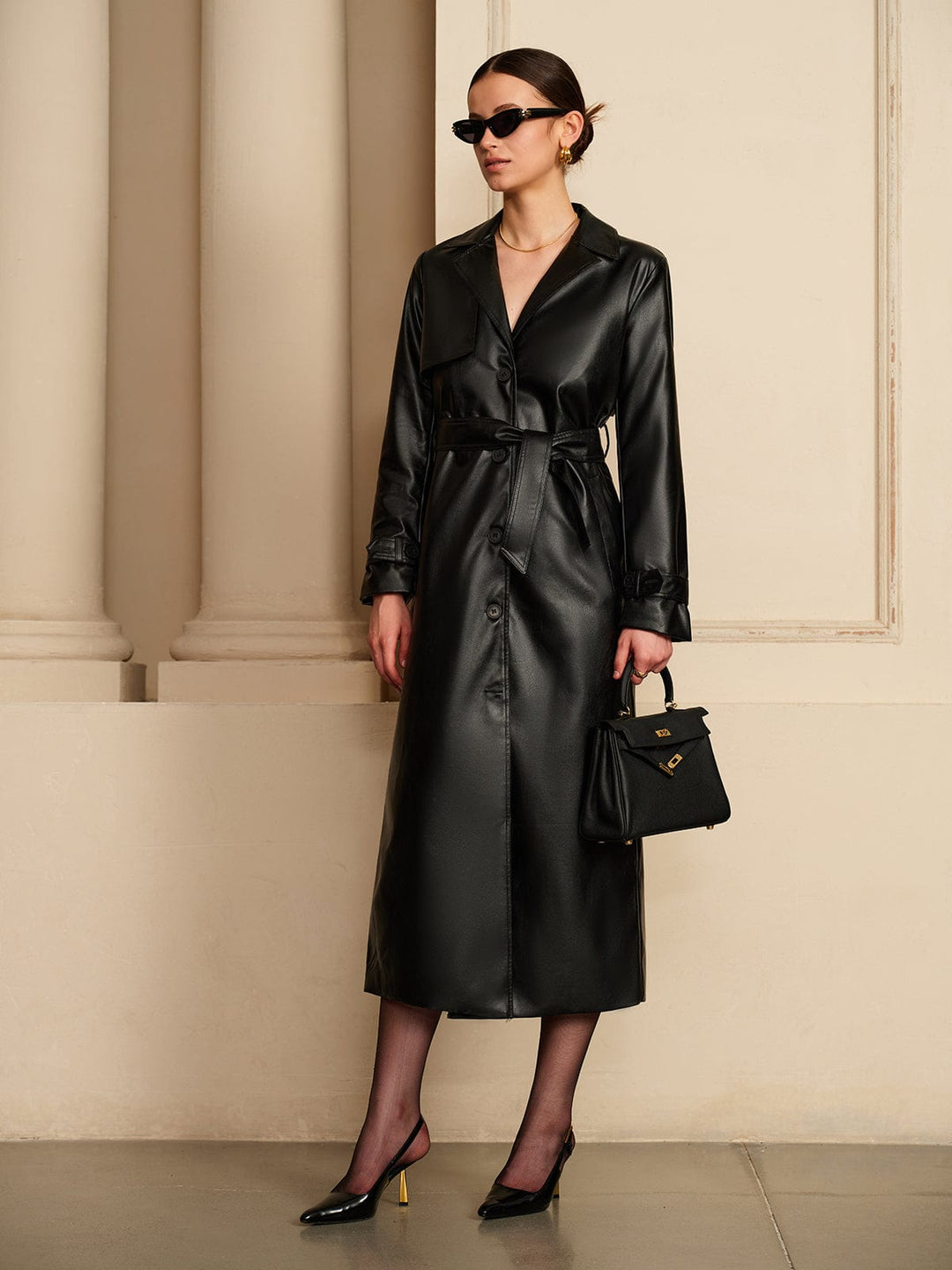 R&B | Eleganter Leder Trenchcoat Luxus Trifft Auf Zeitlose Eleganz