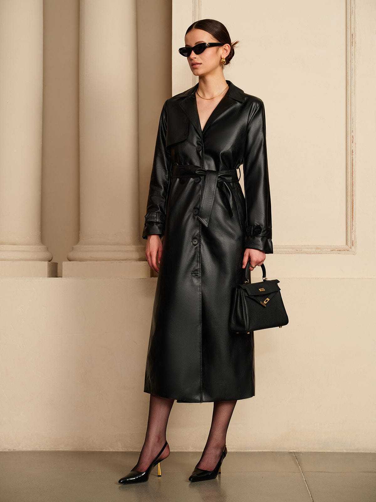 R&B | Eleganter Leder Trenchcoat Luxus Trifft Auf Zeitlose Eleganz
