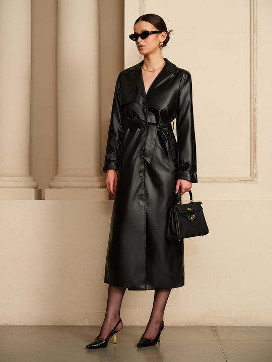 R&B | Eleganter Leder Trenchcoat Luxus Trifft Auf Zeitlose Eleganz