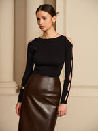 R&B | Strickbluse Cut-out Ärmel Elegante Passform