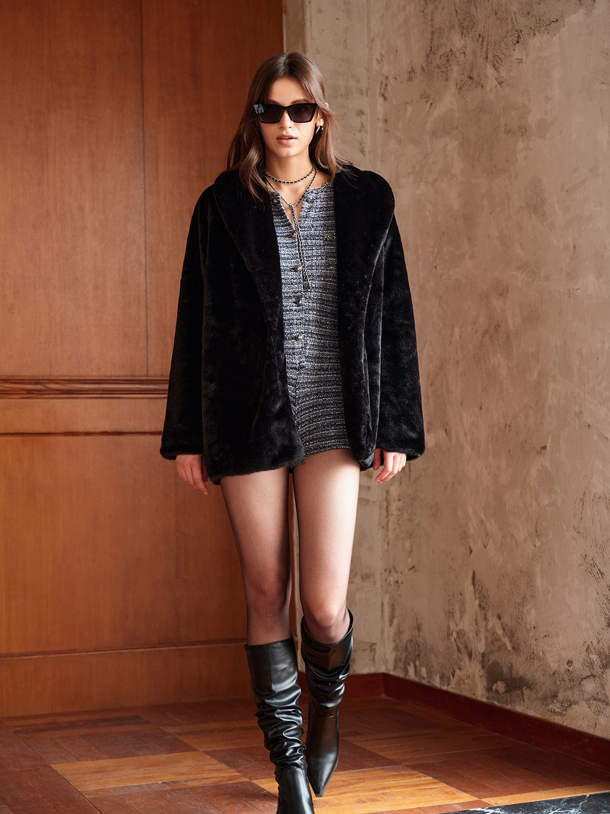 R&B | Lange Kunstfelljacke Eleganz für Den Winter