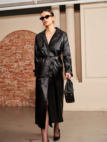 R&B | Eleganter Leder Trenchcoat Luxus Trifft Auf Zeitlose Eleganz