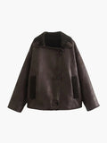 R&B | Revers Kunstleder Warme Jacke