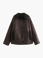 R&B | Revers Kunstleder Warme Jacke