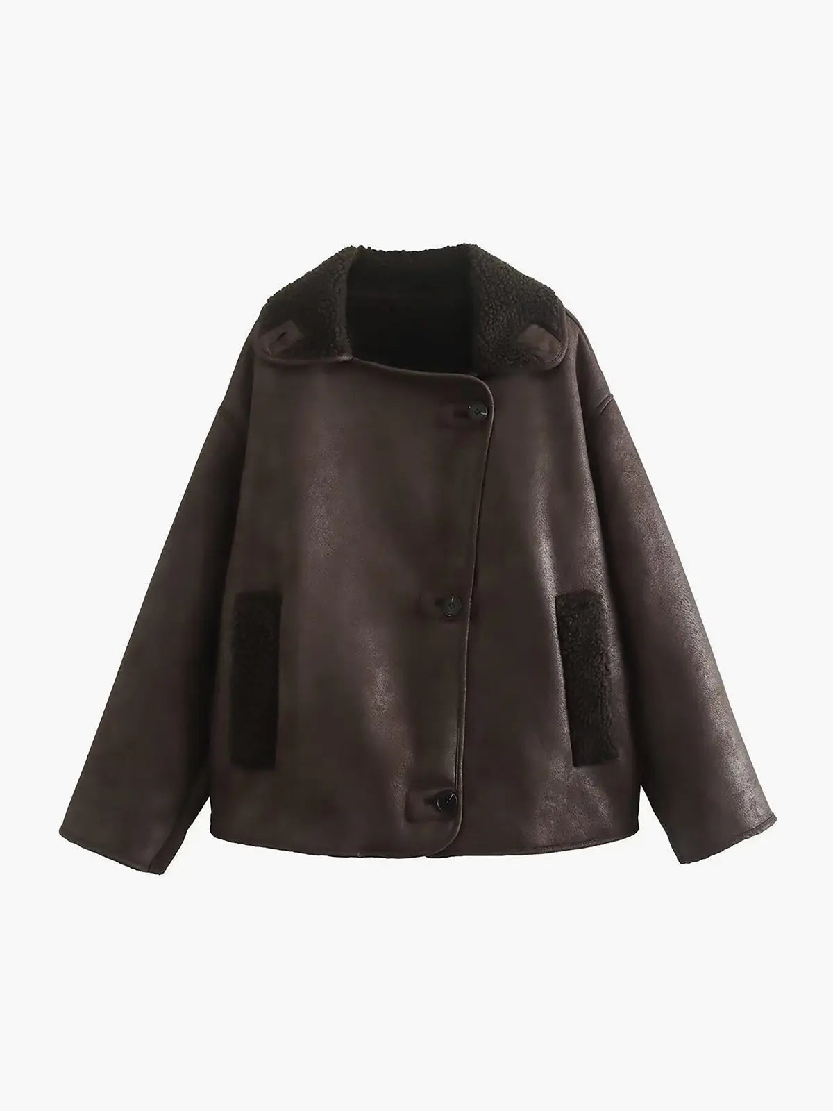 R&B | Revers Kunstleder Warme Jacke