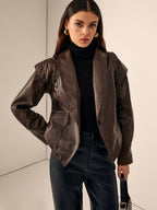 R&B | Taillierter Lederblazer mit Gürtel Elegant & Modern