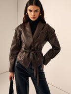 R&B | Taillierter Lederblazer mit Gürtel Elegant & Modern