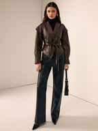 R&B | Taillierter Lederblazer mit Gürtel Elegant & Modern