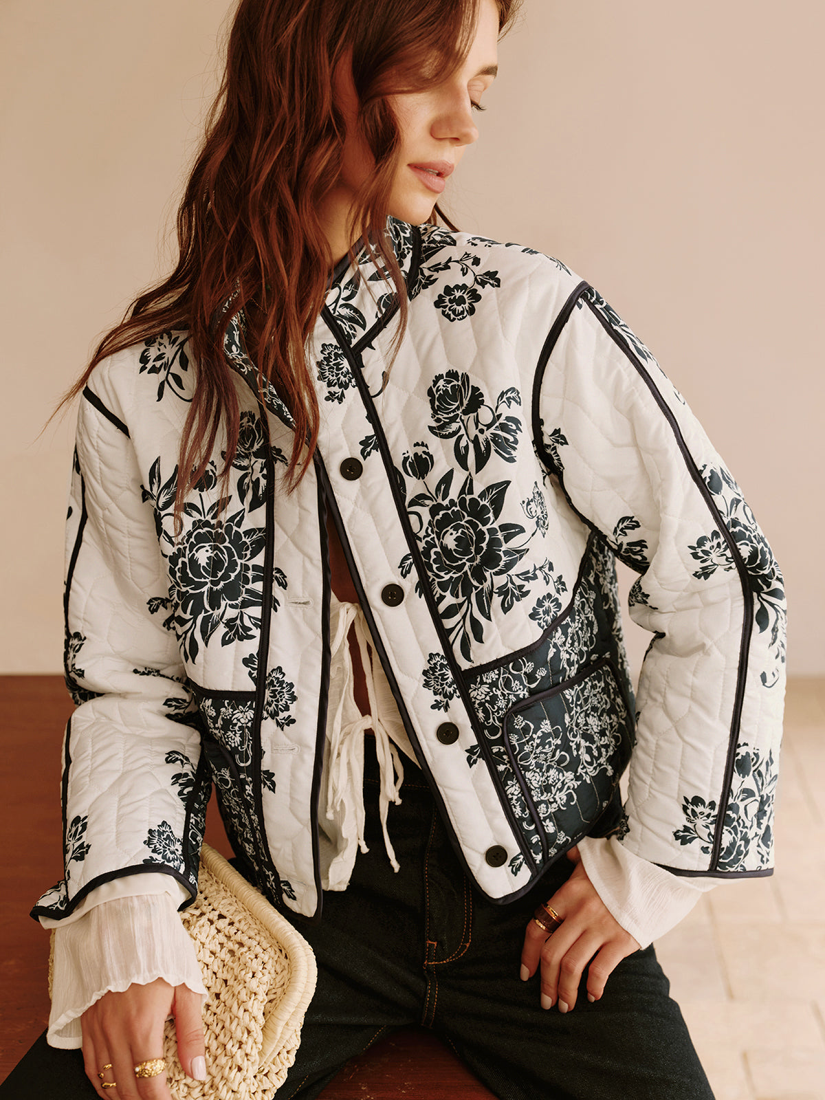 R&B | Bedruckte Piping Gemütliche Jacke