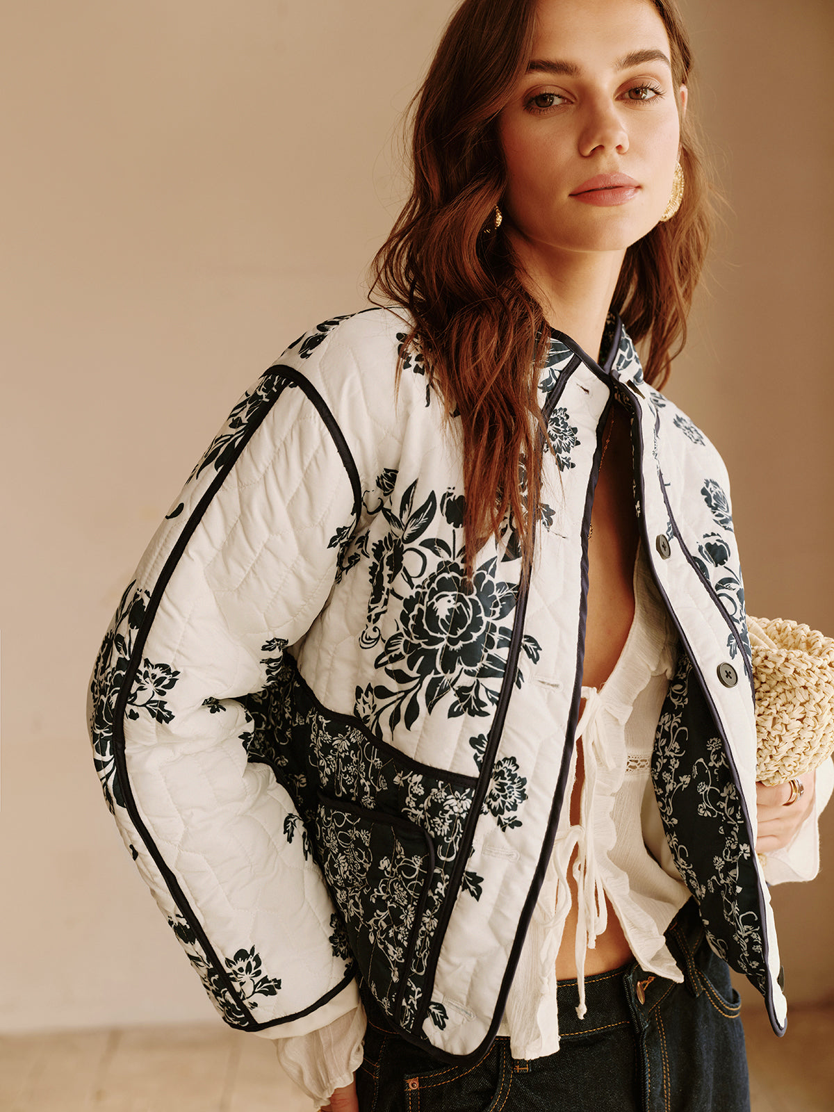 R&B | Bedruckte Piping Gemütliche Jacke