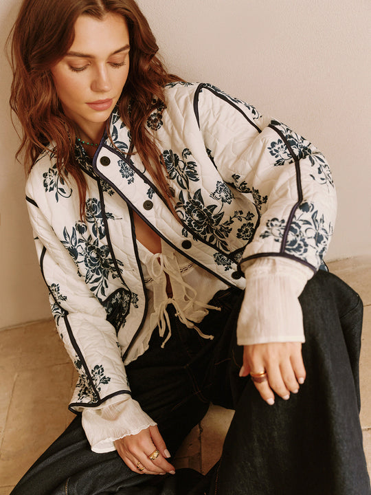 R&B | Bedruckte Piping Gemütliche Jacke