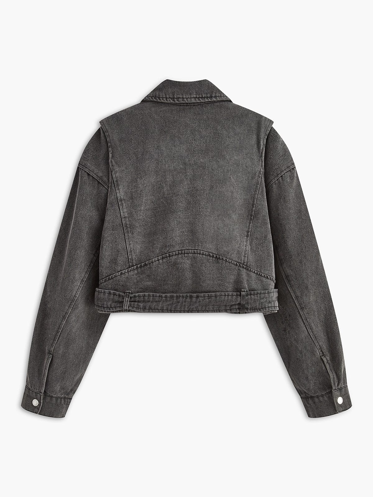 R&B | Schwarze Cropped Bikerjacke Aus Denim für Den Ultimativen Rock Chic Look