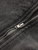 R&B | Schwarze Cropped Bikerjacke Aus Denim für Den Ultimativen Rock Chic Look