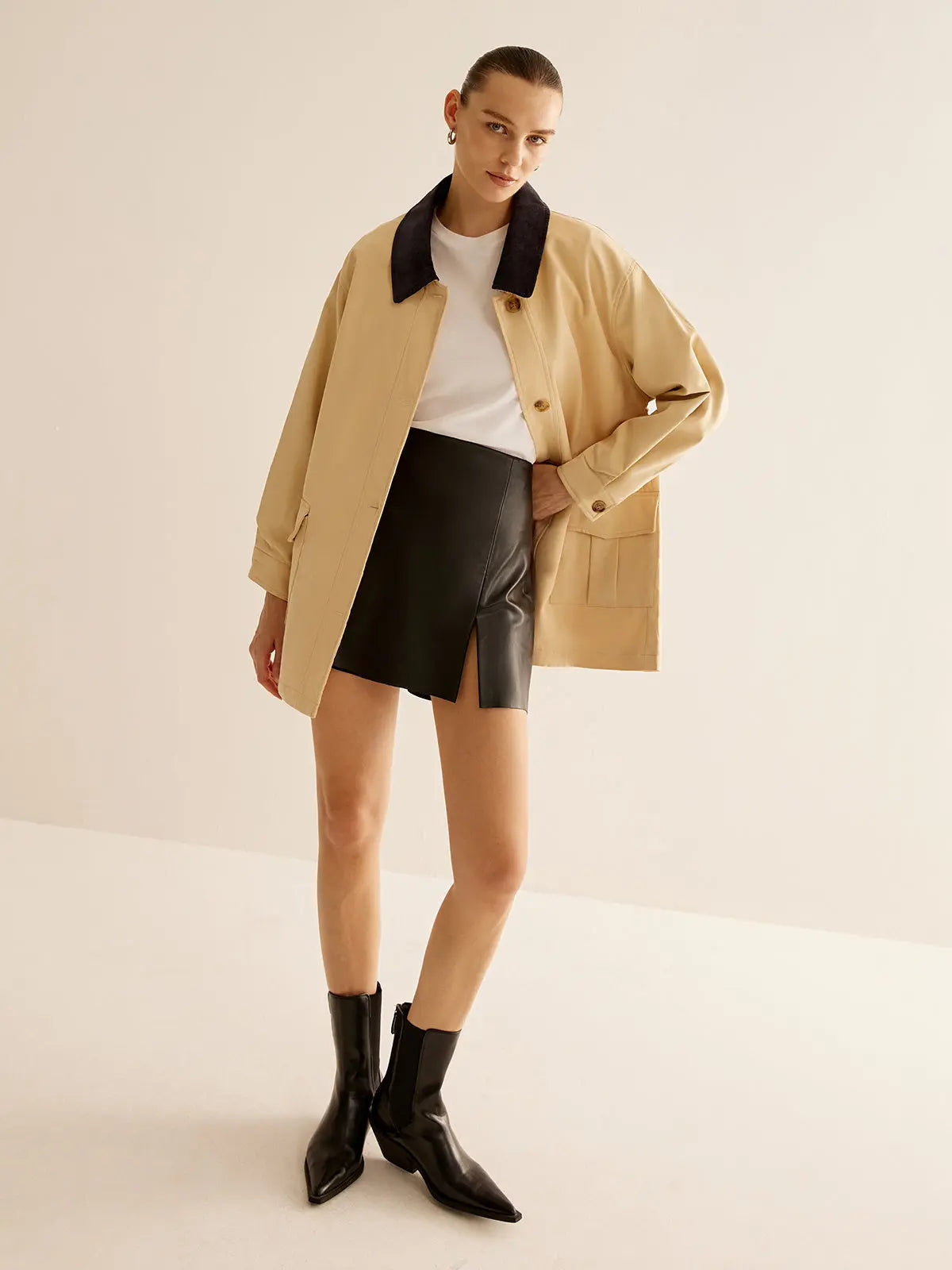 R&B | Baumwolljacke mit Kontrastkragen und Knöpfen