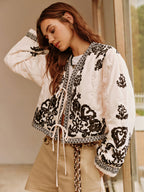 R&B | Bedruckte Schnürkurze Jacke
