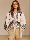 R&B | Bedruckte Schnürkurze Jacke