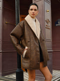 R&B | Gürteltier Faux-Leder Fleece-Jacke