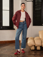 R&B | Bordeauxrote Jacke mit Sportivem Akzent