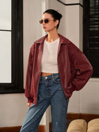 R&B | Bordeauxrote Jacke mit Sportivem Akzent