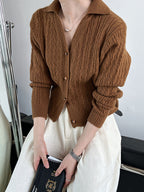 R&B | Rippstrickcardigan mit Kragen V-ausschnitt Klassisch und Warm