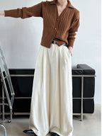 R&B | Rippstrickcardigan mit Kragen V-ausschnitt Klassisch und Warm