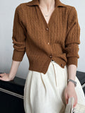 R&B | Rippstrickcardigan mit Kragen V-ausschnitt Klassisch und Warm