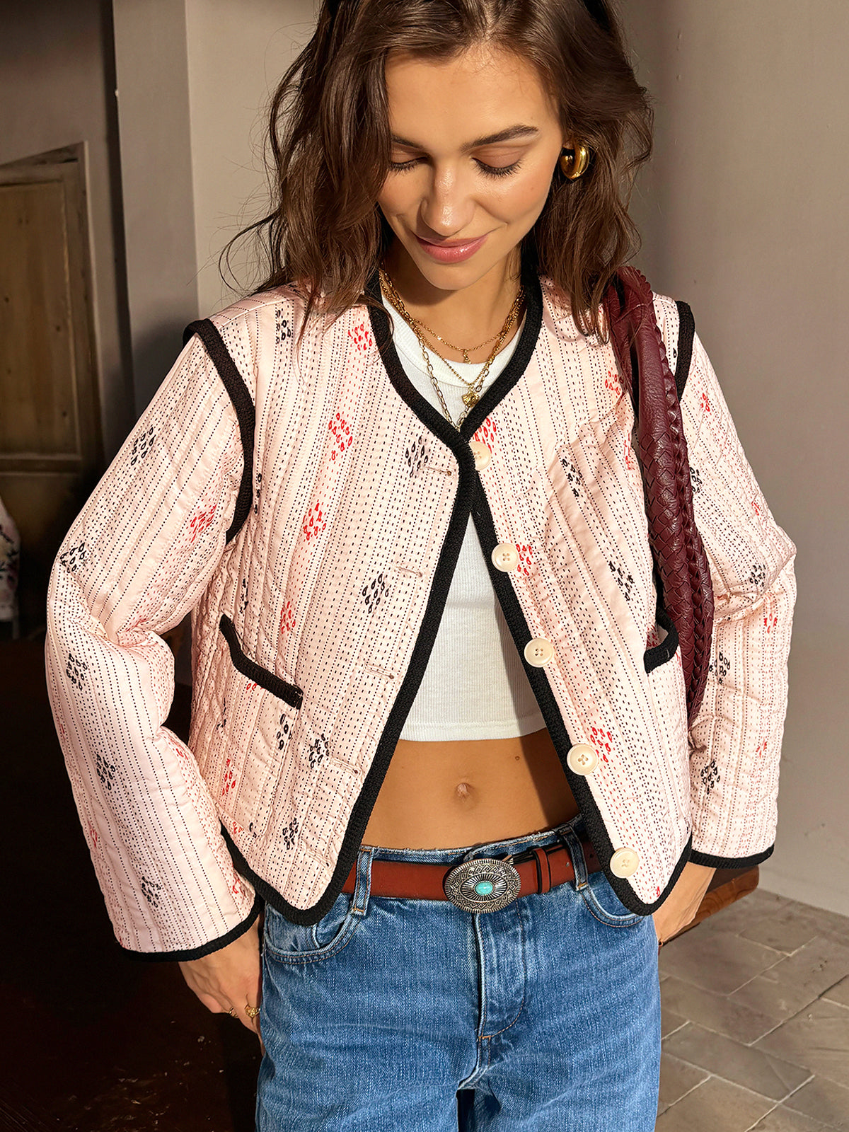 R&B | Kontrastpaspel Kurze Jacke