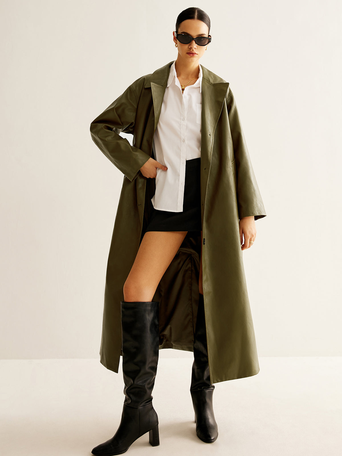 R&B | Kunstleder Lange Jacke