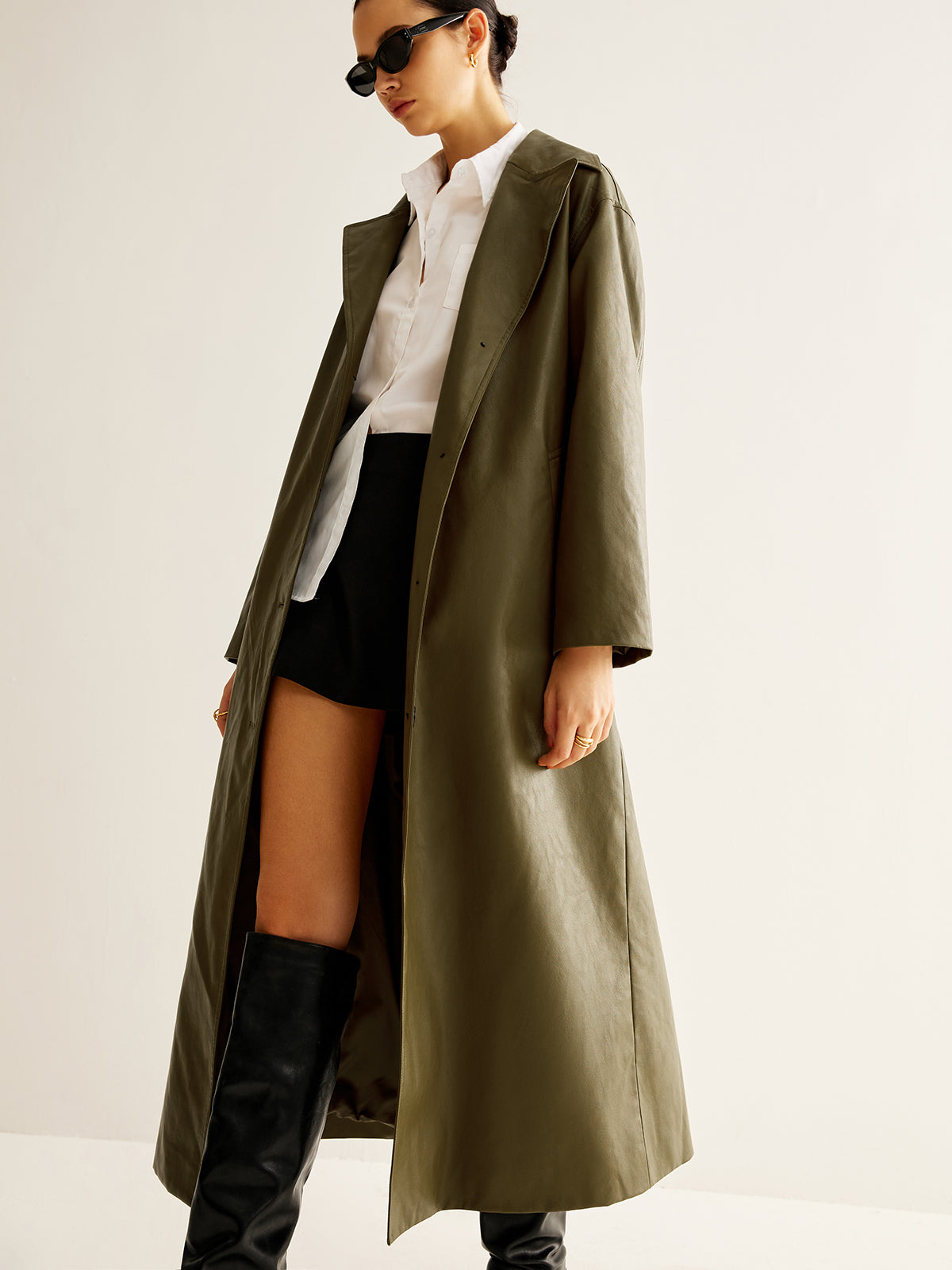 R&B | Kunstleder Lange Jacke