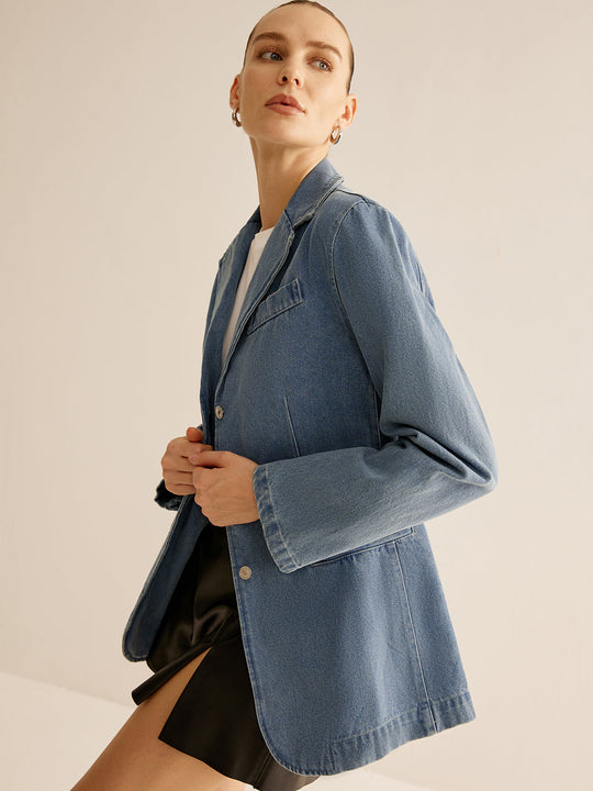 R&B | Denimjacke mit Knopfverschluss Klassischer Schnitt Lässig und Vielseitig