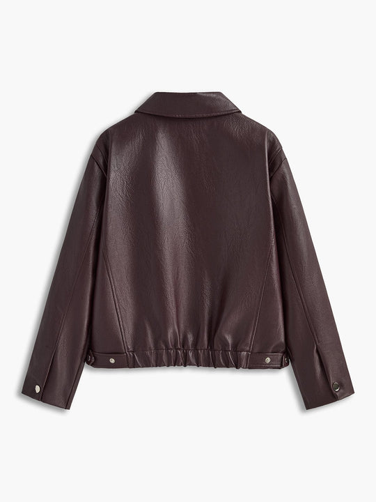 R&B | Minimalistische Kunstlederjacke in Burgunderrot Modern und Vielseitig