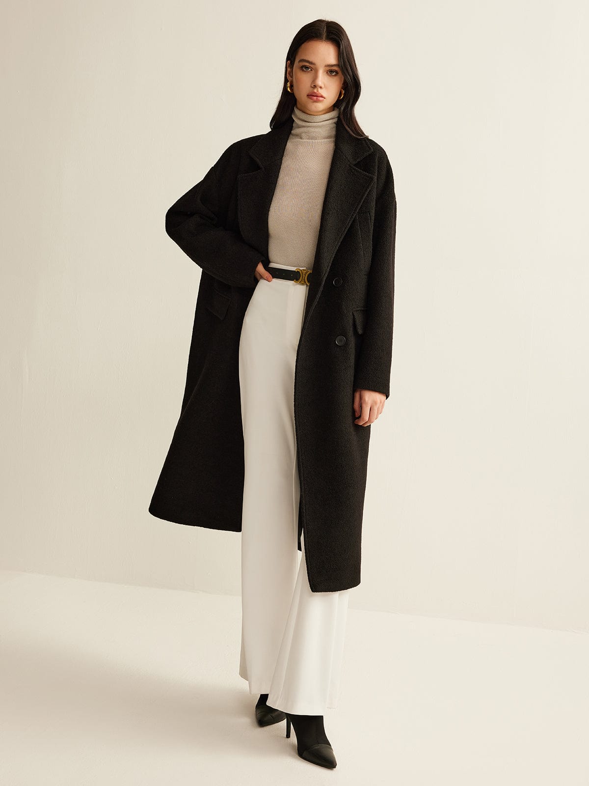 R&B | Schwarzer Klassischer Trenchcoat