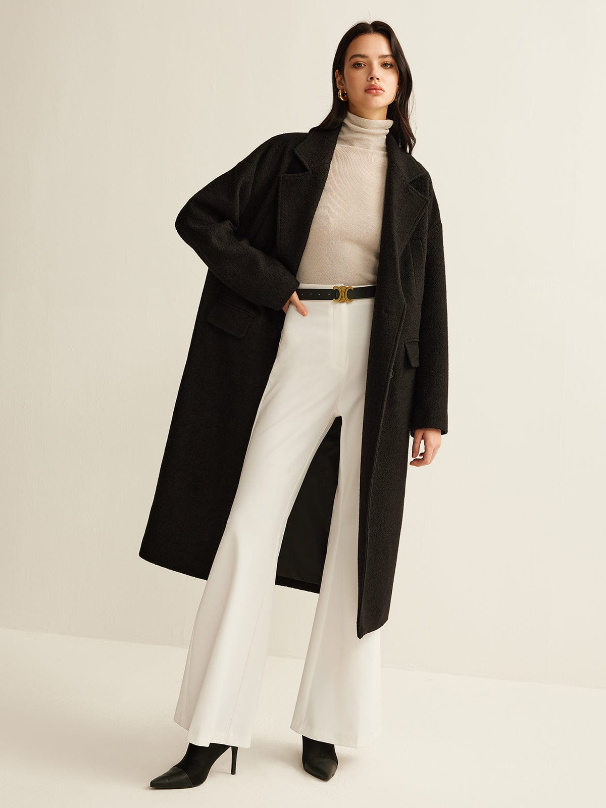 R&B | Schwarzer Klassischer Trenchcoat