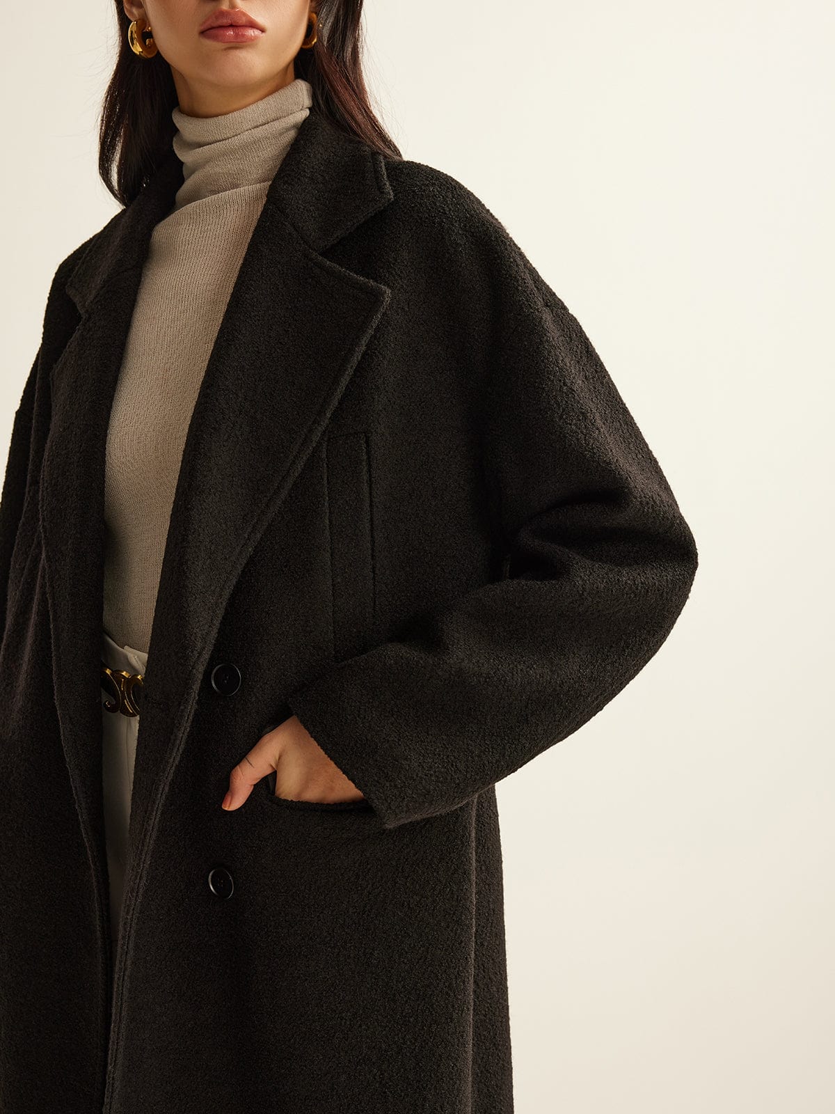 R&B | Schwarzer Klassischer Trenchcoat