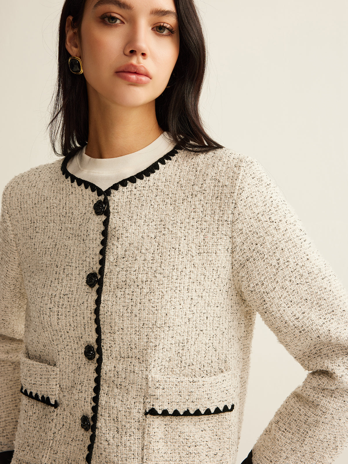 R&B | Trim Tweed Kurze Jacke