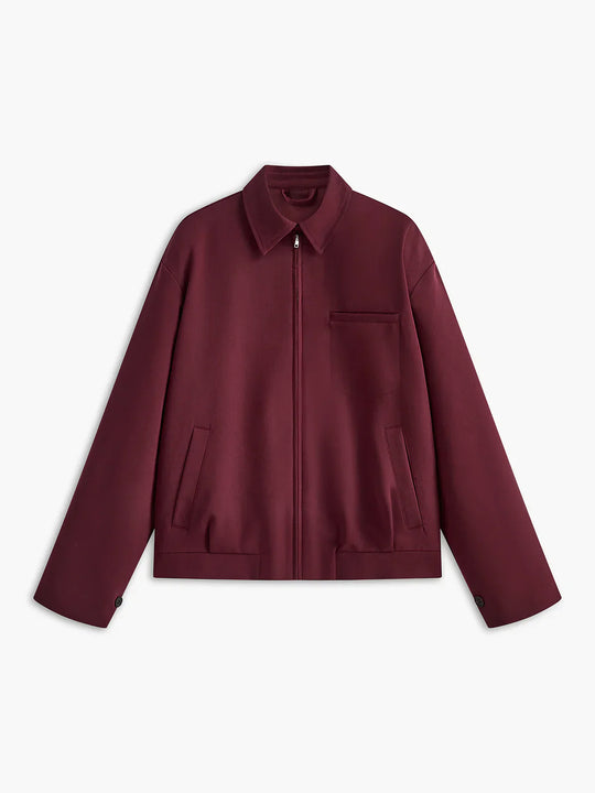 R&B | Revers Reißverschluss Burgunderjacke