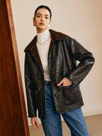 R&B | Seitliche Kunstleder Fleecejacke