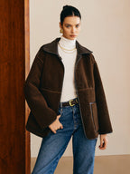 R&B | Seitliche Kunstleder Fleecejacke