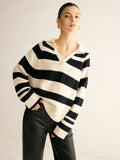 R&B | Gestrickter Pullover Gestreiftes Design und Kragen Entspannt und Stilvoll