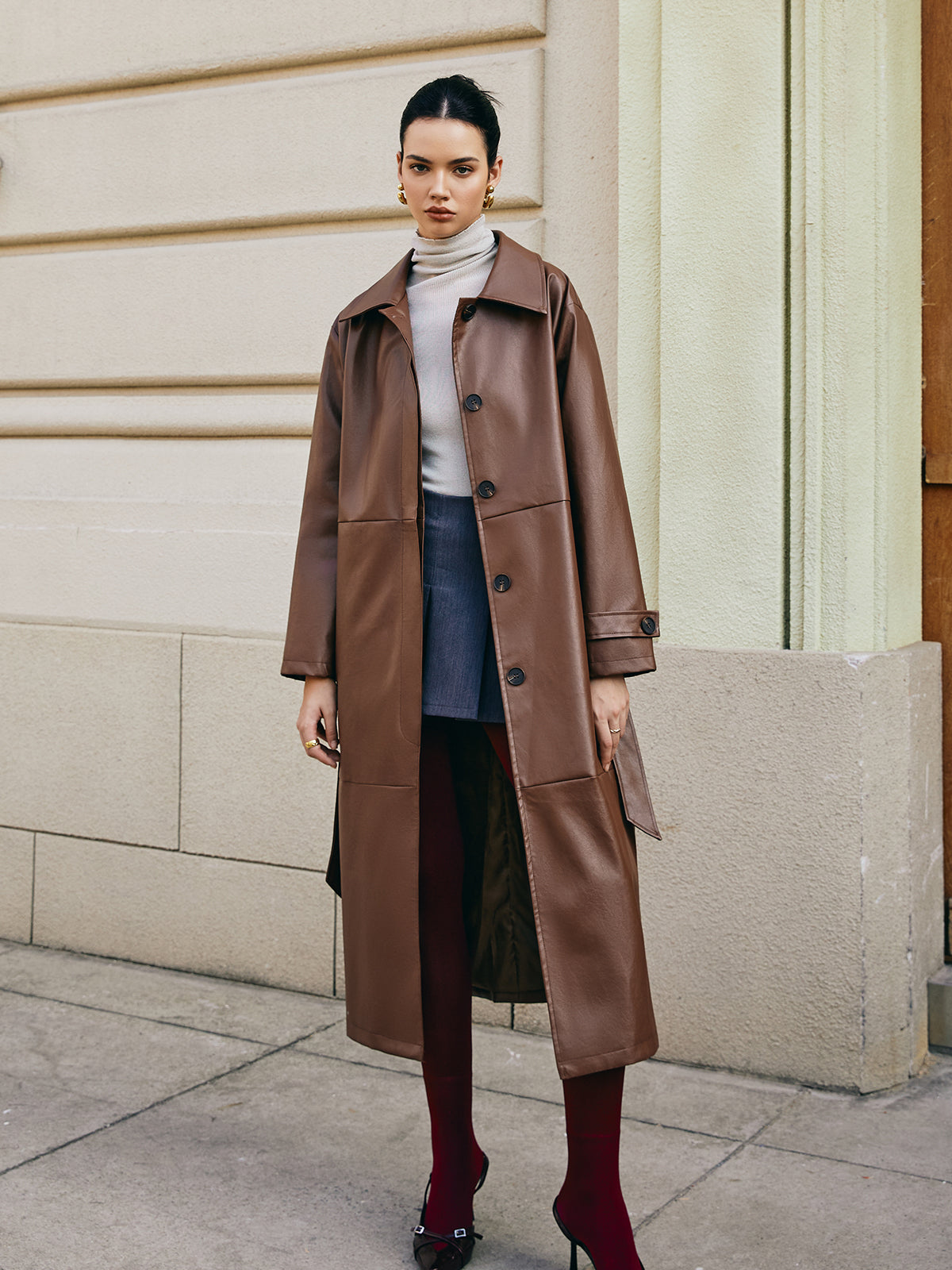 R&B | Kunstleder Lange Jacke