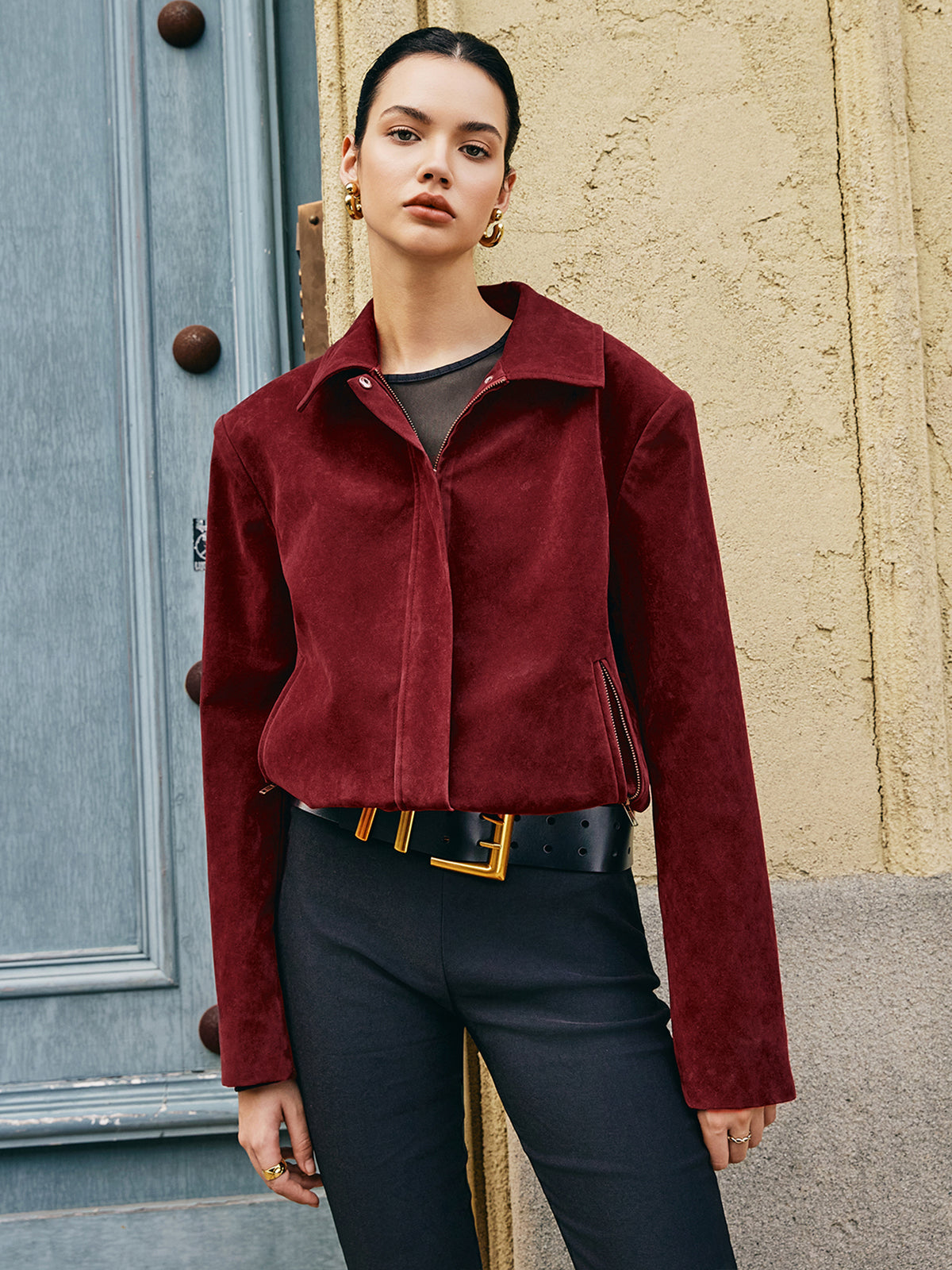 R&B | Taschen Revers Wildlederjacke