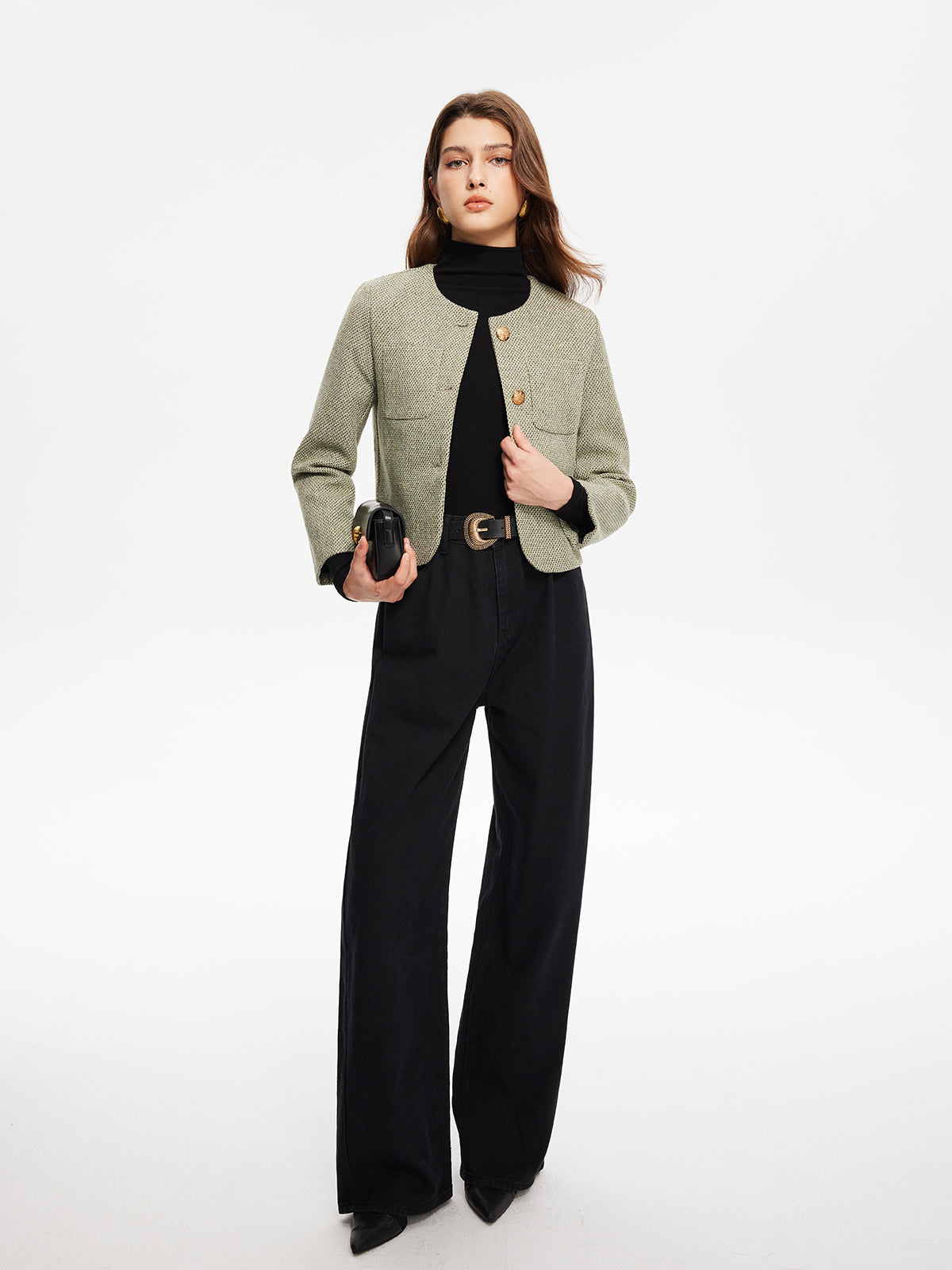 R&B | Hals Taschen Tweedjacke