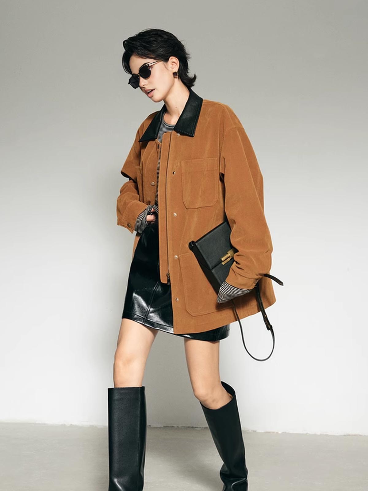 R&B | Kragen Oversized Wildlederjacke